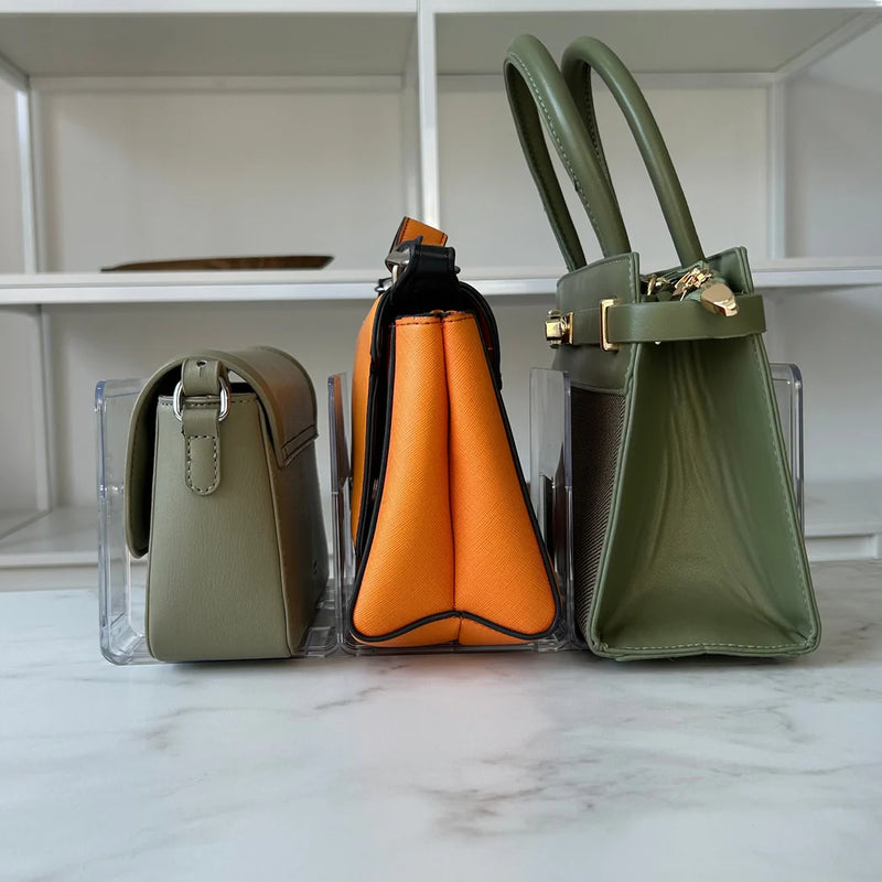 Organizador de Bolsas em Acrílico Com Divisórias p/ 4 Bolsas