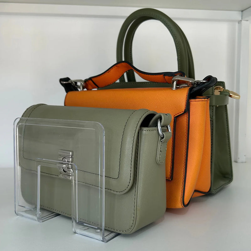 Organizador de Bolsas em Acrílico Com Divisórias p/ 4 Bolsas